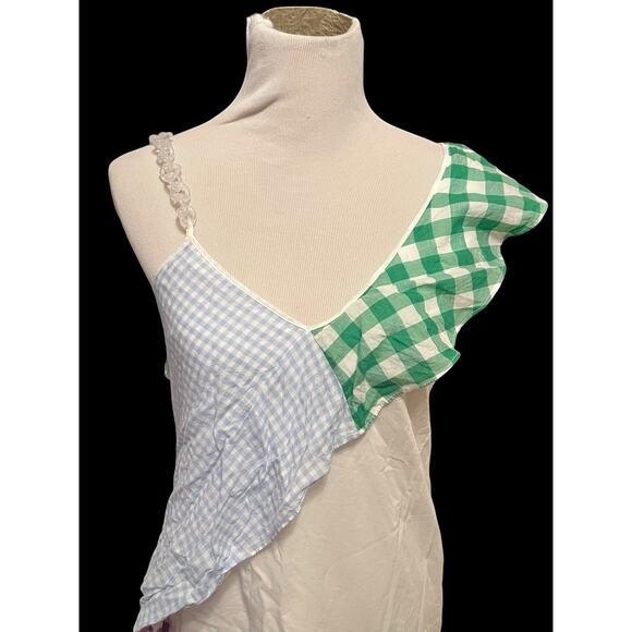 Marysia Resort Midi Dress •M/L• Cotton Chain Strap Gingham Ruffle $265 - Picture 3 of 10